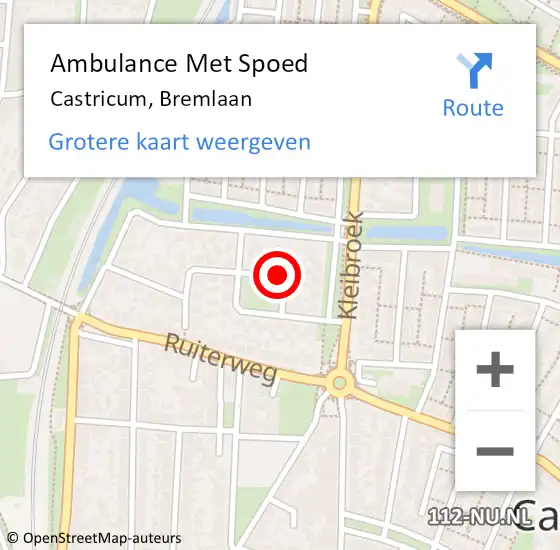 Locatie op kaart van de 112 melding: Ambulance Met Spoed Naar Castricum, Bremlaan op 12 juni 2021 16:04