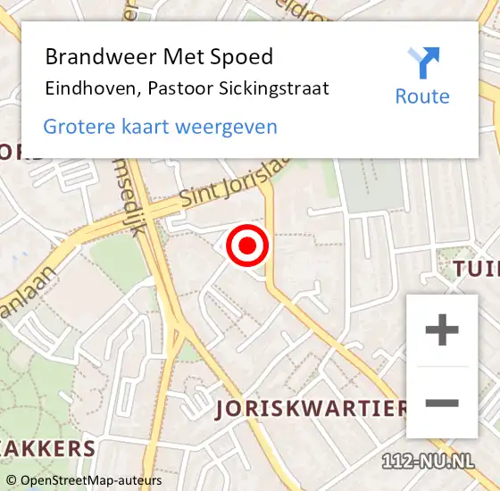 Locatie op kaart van de 112 melding: Brandweer Met Spoed Naar Eindhoven, Pastoor Sickingstraat op 12 juni 2021 16:54