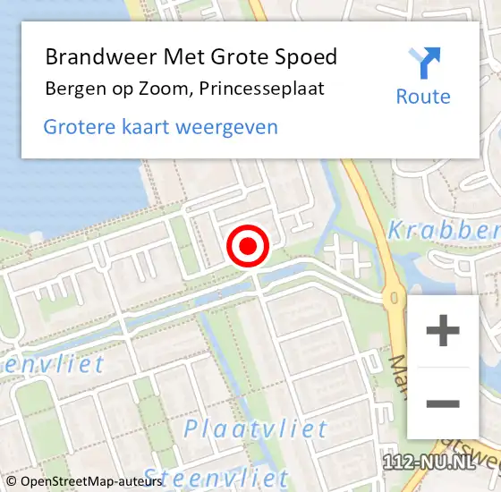 Locatie op kaart van de 112 melding: Brandweer Met Grote Spoed Naar Bergen op Zoom, Princesseplaat op 12 juni 2021 17:40