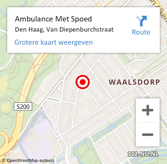 Locatie op kaart van de 112 melding: Ambulance Met Spoed Naar Den Haag, Van Diepenburchstraat op 12 juni 2021 18:00