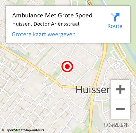 Locatie op kaart van de 112 melding: Ambulance Met Grote Spoed Naar Huissen, Doctor Ariënsstraat op 12 juni 2021 19:32