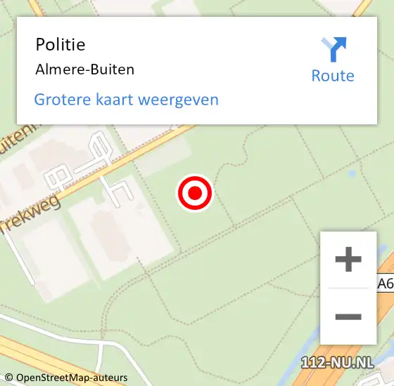 Locatie op kaart van de 112 melding: Politie Almere-Buiten op 12 juni 2021 19:50