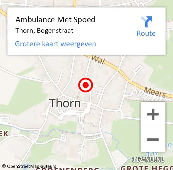 Locatie op kaart van de 112 melding: Ambulance Met Spoed Naar Thorn, Bogenstraat op 12 juni 2021 20:02
