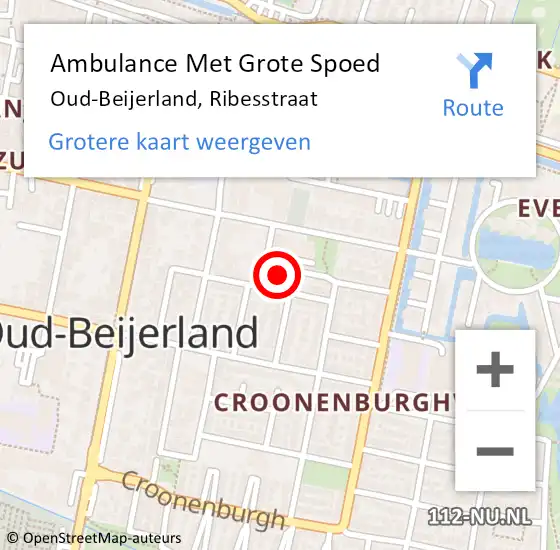 Locatie op kaart van de 112 melding: Ambulance Met Grote Spoed Naar Oud-Beijerland, Ribesstraat op 12 juni 2021 22:41