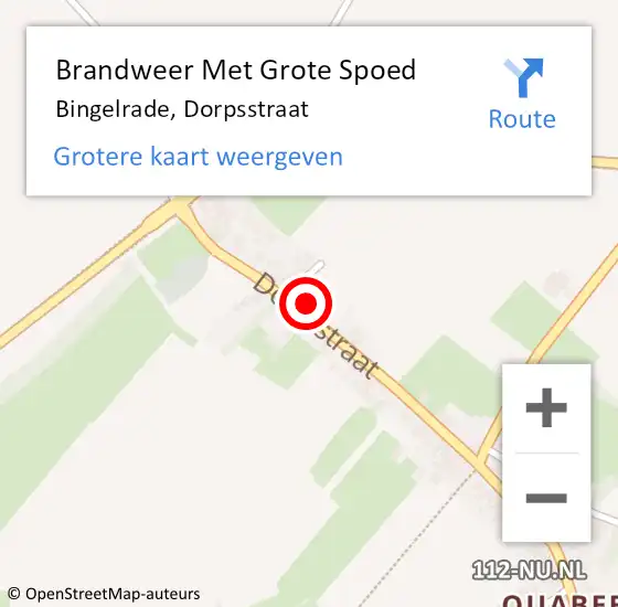 Locatie op kaart van de 112 melding: Brandweer Met Grote Spoed Naar Bingelrade, Dorpsstraat op 12 juni 2021 22:53