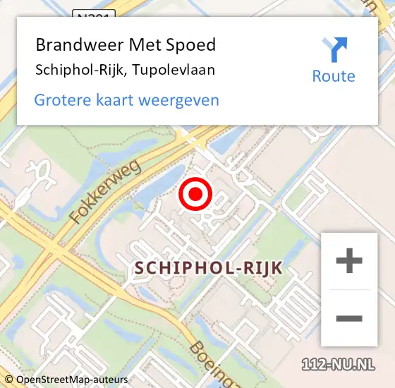 Locatie op kaart van de 112 melding: Brandweer Met Spoed Naar Schiphol-Rijk, Tupolevlaan op 13 juni 2021 02:59