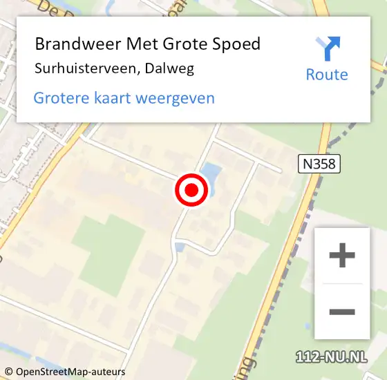 Locatie op kaart van de 112 melding: Brandweer Met Grote Spoed Naar Surhuisterveen, Dalweg op 13 juni 2021 04:20