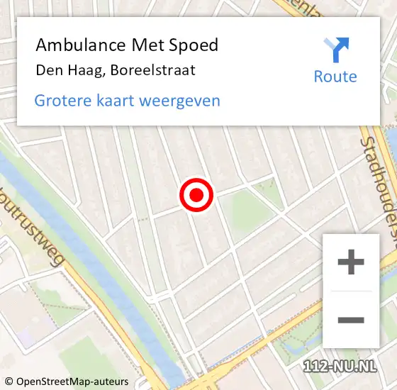 Locatie op kaart van de 112 melding: Ambulance Met Spoed Naar Den Haag, Boreelstraat op 13 juni 2021 09:20
