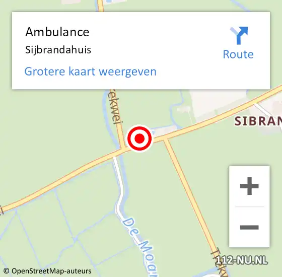 Locatie op kaart van de 112 melding: Ambulance Sijbrandahuis op 13 juni 2021 09:56