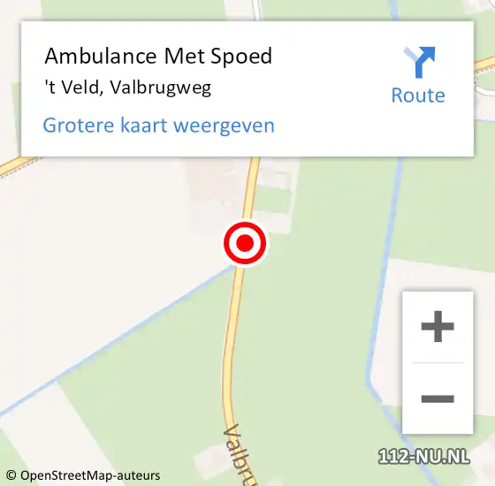 Locatie op kaart van de 112 melding: Ambulance Met Spoed Naar 't Veld, Valbrugweg op 13 juni 2021 10:03