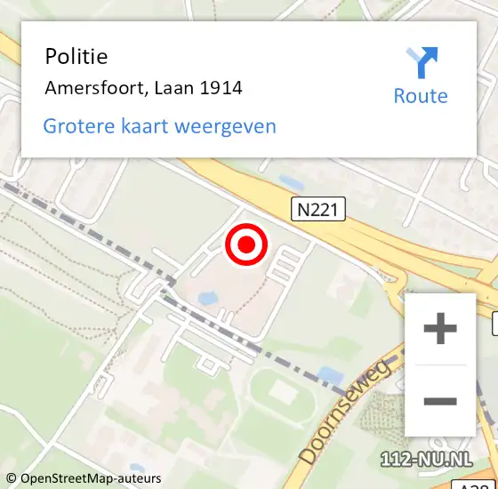 Locatie op kaart van de 112 melding: Politie Amersfoort, Laan 1914 op 13 juni 2021 11:49