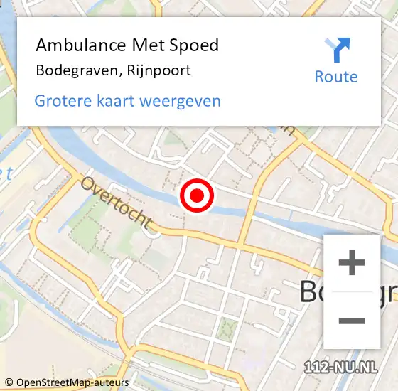 Locatie op kaart van de 112 melding: Ambulance Met Spoed Naar Bodegraven, Rijnpoort op 13 juni 2021 13:41