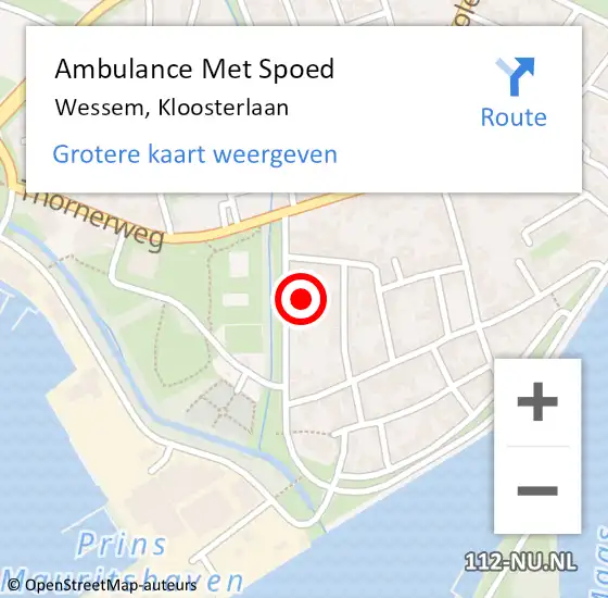 Locatie op kaart van de 112 melding: Ambulance Met Spoed Naar Wessem, Kloosterlaan op 13 juni 2021 15:35