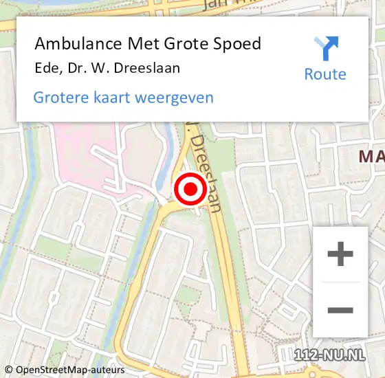 Locatie op kaart van de 112 melding: Ambulance Met Grote Spoed Naar Ede, Dr. W. Dreeslaan op 13 juni 2021 16:04