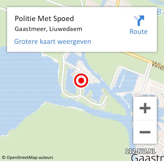 Locatie op kaart van de 112 melding: Politie Met Spoed Naar Gaastmeer, Liuwedaem op 13 juni 2021 16:43