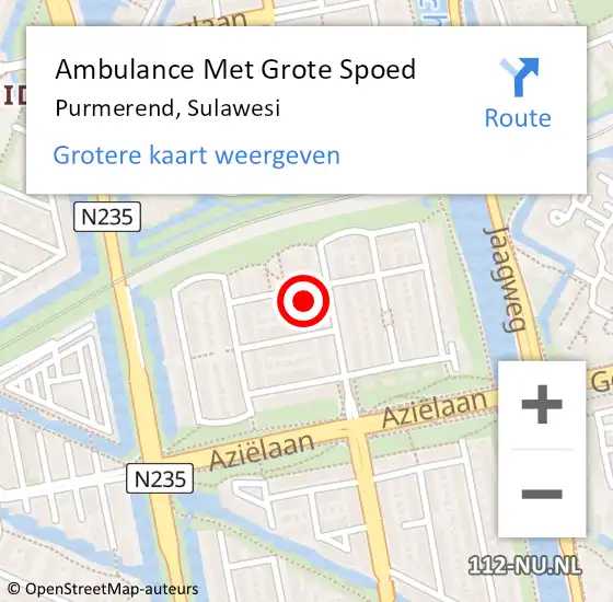 Locatie op kaart van de 112 melding: Ambulance Met Grote Spoed Naar Purmerend, Sulawesi op 13 juni 2021 17:37