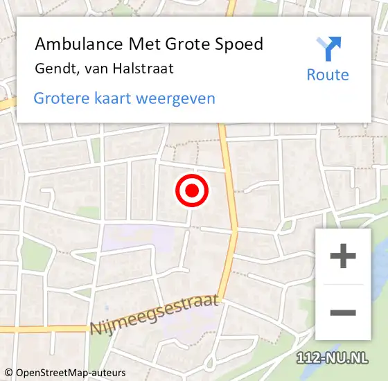 Locatie op kaart van de 112 melding: Ambulance Met Grote Spoed Naar Gendt, van Halstraat op 13 juni 2021 17:39
