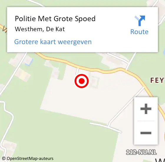 Locatie op kaart van de 112 melding: Politie Met Grote Spoed Naar Westhem, De Kat op 13 juni 2021 19:54