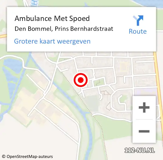 Locatie op kaart van de 112 melding: Ambulance Met Spoed Naar Den Bommel, Prins Bernhardstraat op 13 juni 2021 22:19