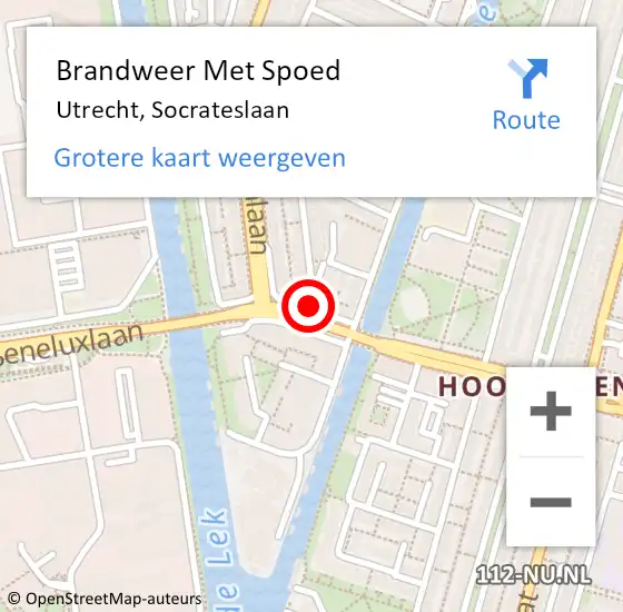 Locatie op kaart van de 112 melding: Brandweer Met Spoed Naar Utrecht, Socrateslaan op 14 juni 2021 03:48