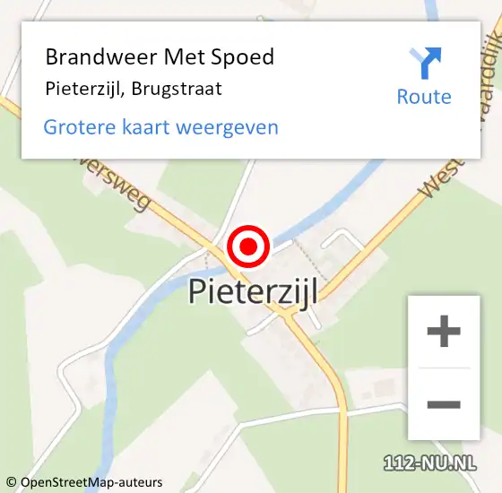 Locatie op kaart van de 112 melding: Brandweer Met Spoed Naar Pieterzijl, Brugstraat op 14 juni 2021 06:29