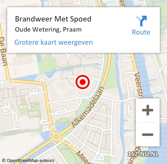 Locatie op kaart van de 112 melding: Brandweer Met Spoed Naar Oude Wetering, Praam op 14 juni 2021 07:53