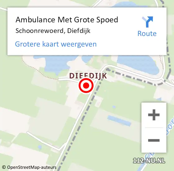 Locatie op kaart van de 112 melding: Ambulance Met Grote Spoed Naar Schoonrewoerd, Diefdijk op 14 juni 2021 10:18