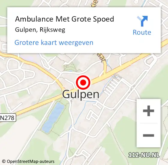 Locatie op kaart van de 112 melding: Ambulance Met Grote Spoed Naar Gulpen, Rijksweg op 14 juni 2021 10:45