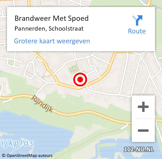 Locatie op kaart van de 112 melding: Brandweer Met Spoed Naar Pannerden, Schoolstraat op 14 juni 2021 12:09
