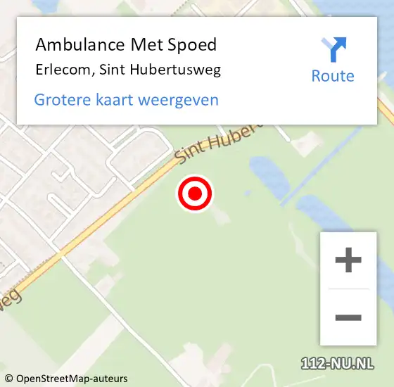 Locatie op kaart van de 112 melding: Ambulance Met Spoed Naar Erlecom, Sint Hubertusweg op 14 juni 2021 17:16