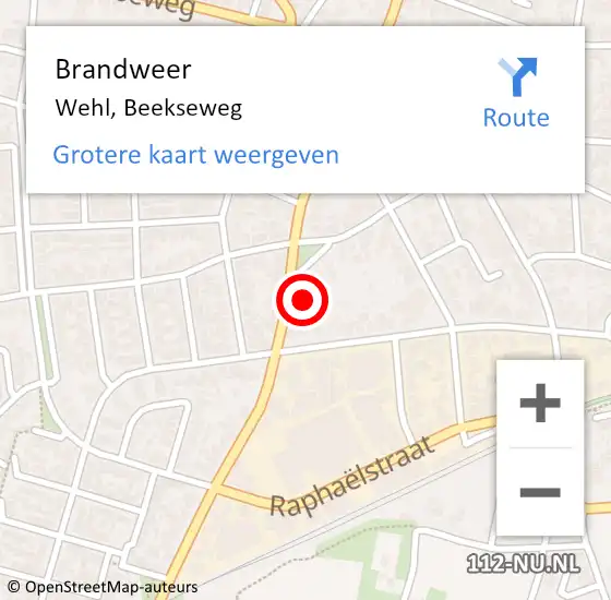 Locatie op kaart van de 112 melding: Brandweer Wehl, Beekseweg op 14 juni 2021 17:46