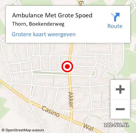 Locatie op kaart van de 112 melding: Ambulance Met Grote Spoed Naar Thorn, Boekenderweg op 14 juni 2021 18:42