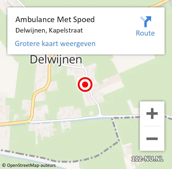 Locatie op kaart van de 112 melding: Ambulance Met Spoed Naar Delwijnen, Kapelstraat op 14 juni 2021 19:30