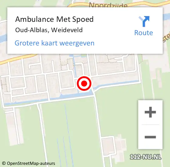 Locatie op kaart van de 112 melding: Ambulance Met Spoed Naar Oud-Alblas, Weideveld op 15 juni 2021 00:21