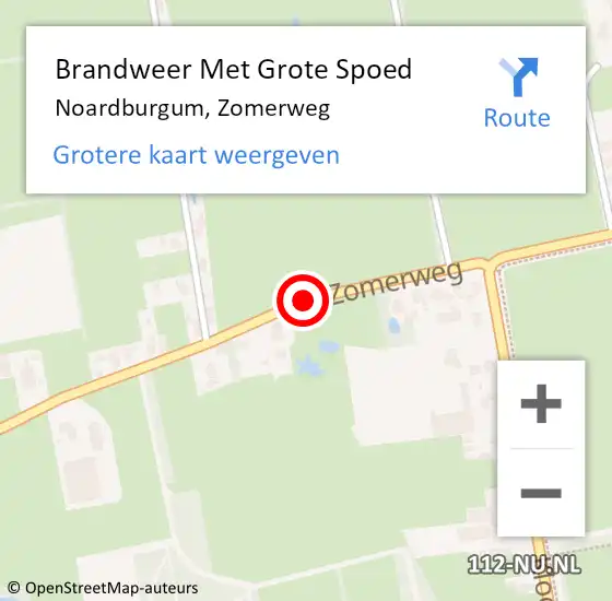 Locatie op kaart van de 112 melding: Brandweer Met Grote Spoed Naar Noardburgum, Zomerweg op 15 juni 2021 08:22