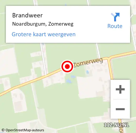 Locatie op kaart van de 112 melding: Brandweer Noardburgum, Zomerweg op 15 juni 2021 08:26