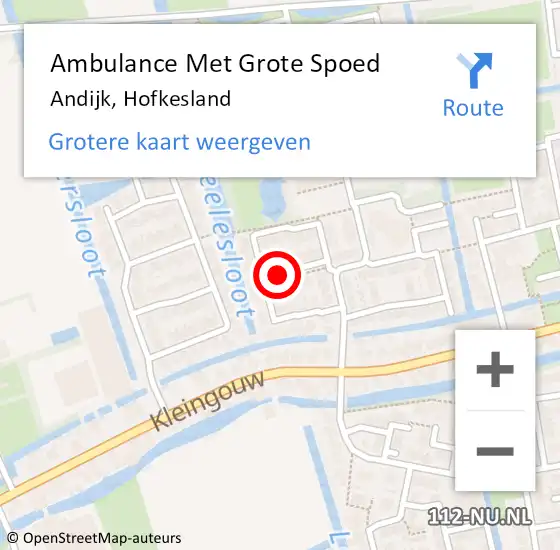 Locatie op kaart van de 112 melding: Ambulance Met Grote Spoed Naar Andijk, Hofkesland op 15 juni 2021 08:37