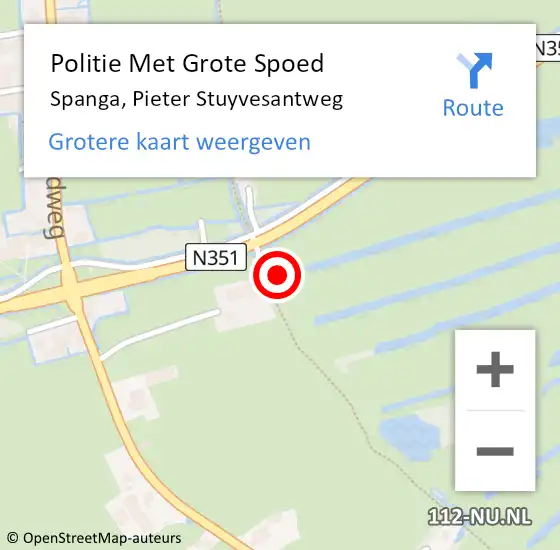 Locatie op kaart van de 112 melding: Politie Met Grote Spoed Naar Spanga, Pieter Stuyvesantweg op 15 juni 2021 08:50