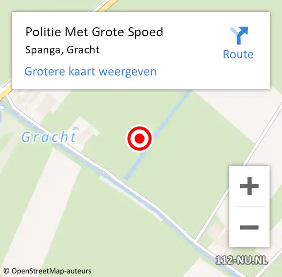 Locatie op kaart van de 112 melding: Politie Met Grote Spoed Naar Spanga, Gracht op 15 juni 2021 08:52