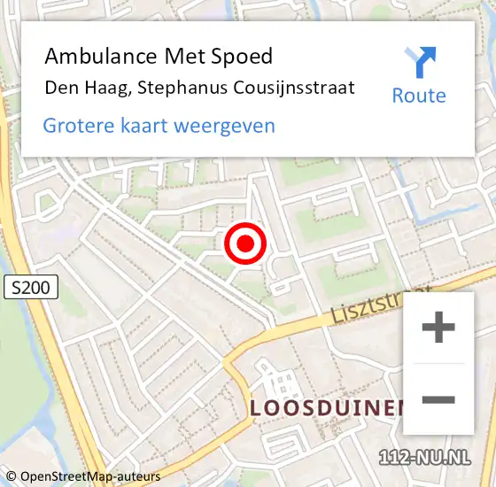 Locatie op kaart van de 112 melding: Ambulance Met Spoed Naar Den Haag, Stephanus Cousijnsstraat op 15 juni 2021 12:12