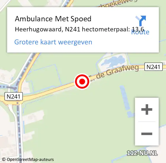 Locatie op kaart van de 112 melding: Ambulance Met Spoed Naar Heerhugowaard, N241 hectometerpaal: 13,6 op 15 juni 2021 12:24