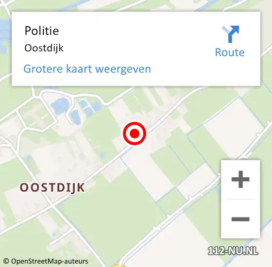Locatie op kaart van de 112 melding: Politie Oostdijk op 15 juni 2021 13:22
