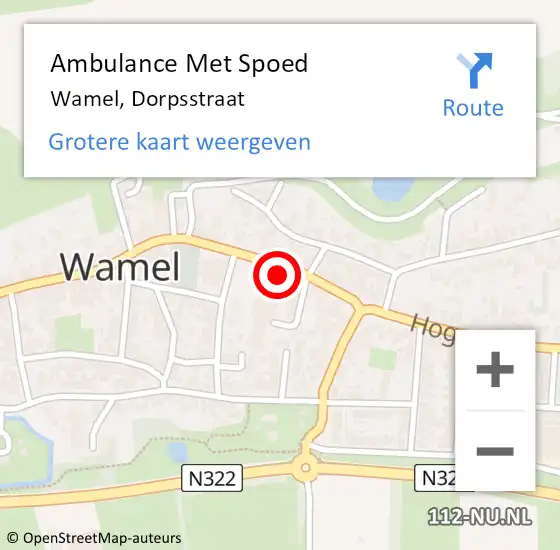 Locatie op kaart van de 112 melding: Ambulance Met Spoed Naar Wamel, Dorpsstraat op 15 juni 2021 13:49