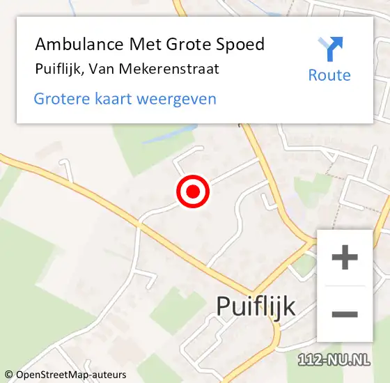 Locatie op kaart van de 112 melding: Ambulance Met Grote Spoed Naar Puiflijk, Van Mekerenstraat op 15 juni 2021 15:30