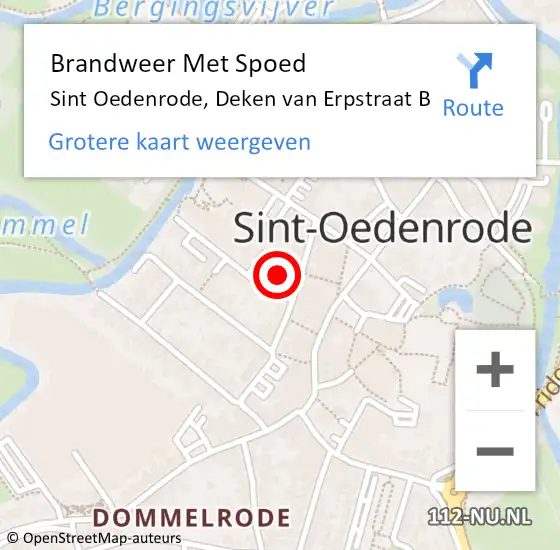 Locatie op kaart van de 112 melding: Brandweer Met Spoed Naar Sint Oedenrode, Deken van Erpstraat B op 15 juni 2021 17:41