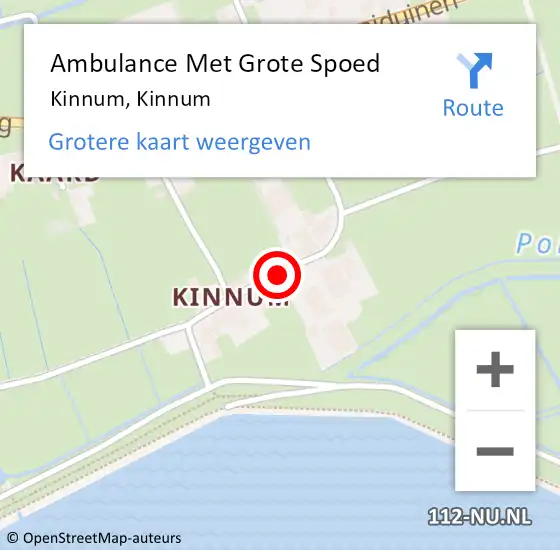 Locatie op kaart van de 112 melding: Ambulance Met Grote Spoed Naar Kinnum, Kinnum op 13 juni 2014 12:29