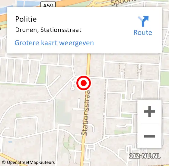 Locatie op kaart van de 112 melding: Politie Drunen, Stationsstraat op 16 juni 2021 09:50