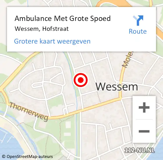 Locatie op kaart van de 112 melding: Ambulance Met Grote Spoed Naar Wessem, Hofstraat op 16 juni 2021 16:00