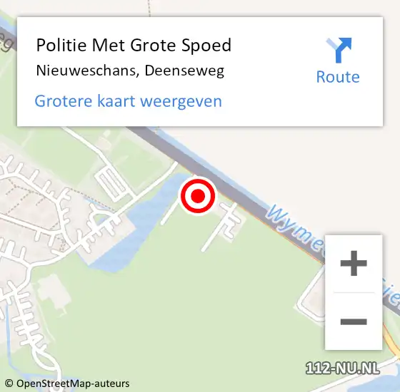 Locatie op kaart van de 112 melding: Politie Met Grote Spoed Naar Nieuweschans, Deenseweg op 16 juni 2021 17:27