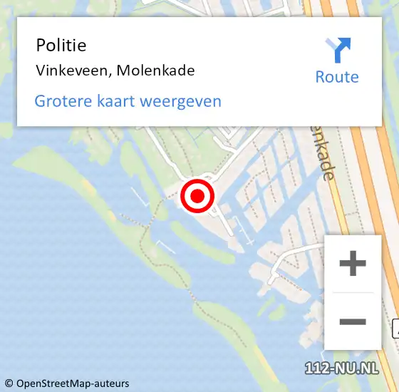 Locatie op kaart van de 112 melding: Politie Vinkeveen, Molenkade op 16 juni 2021 19:13